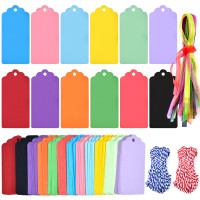 Coopay 250 Pcs 12 Colors Gift Tags Sign with String Party Favor Paper Tags Escort Cards Wishing Tree Tags Name Place Cards Hanging Sign Tags Price Tags Labels Treats Tags Scrapbook Cards with Hole